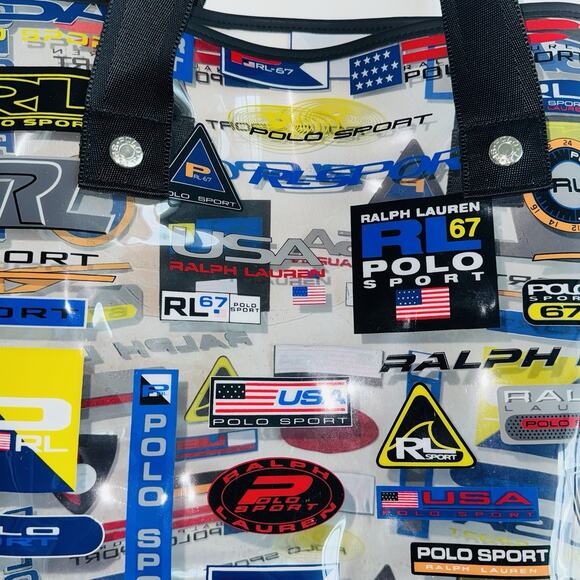Vintage NEW Polo Sport Ralph Lauren XL Clear PVC Racing Jacket Tote Bag Mens Uni - Picture 2 of 8